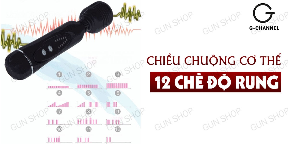 Cây massage rung mini Power Wand 12 chế độ chất liệu ABS silicon