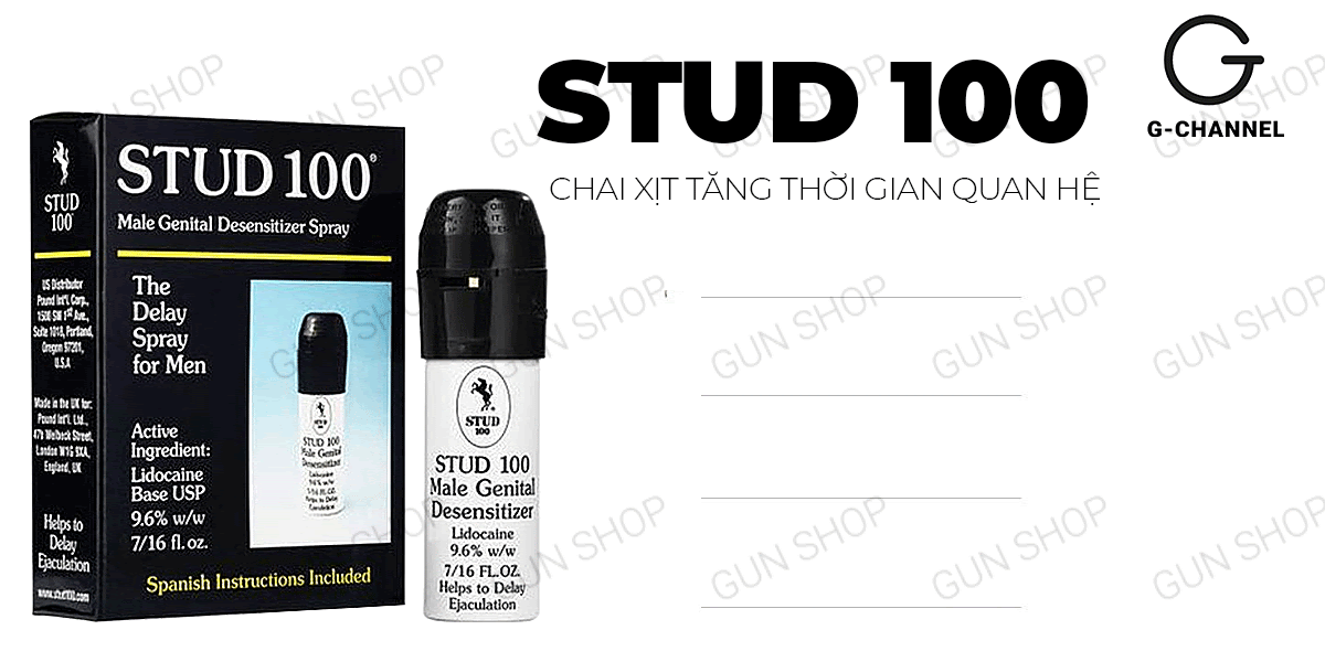 Stud 100 chai xịt chống xuất tinh kéo dài thời gian an toàn hiệu quả