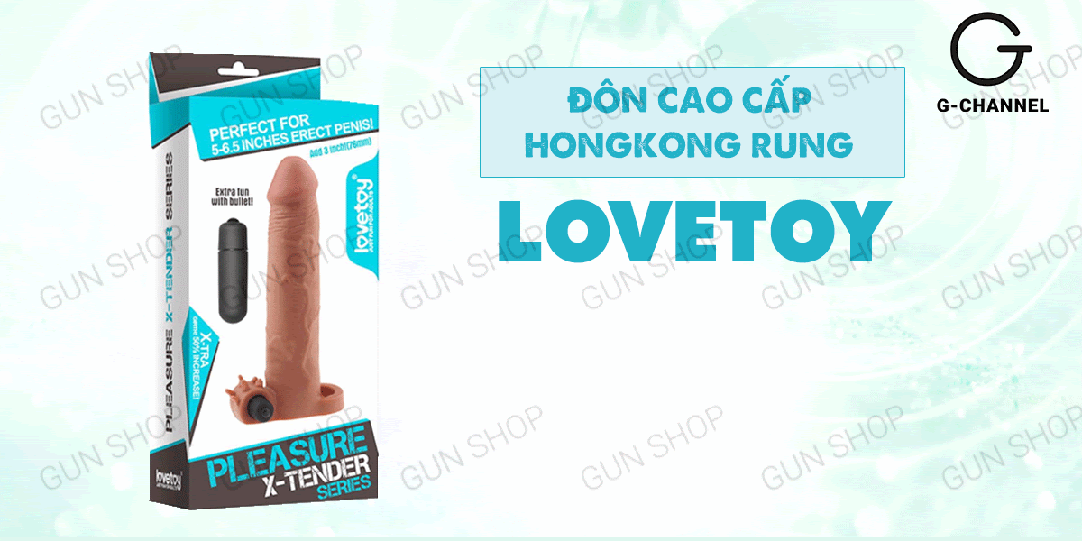 Bao cao su đôn dên rung mạnh Lovetoy Pleasure X-Tender tăng kích cỡ, siêu sướng