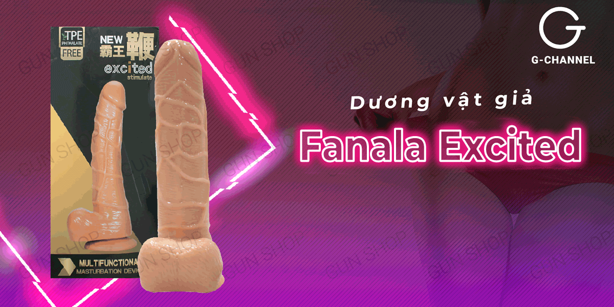 Dương vật giả Fanala Excited rung ngoáy mạnh đế hít an toàn kích thích