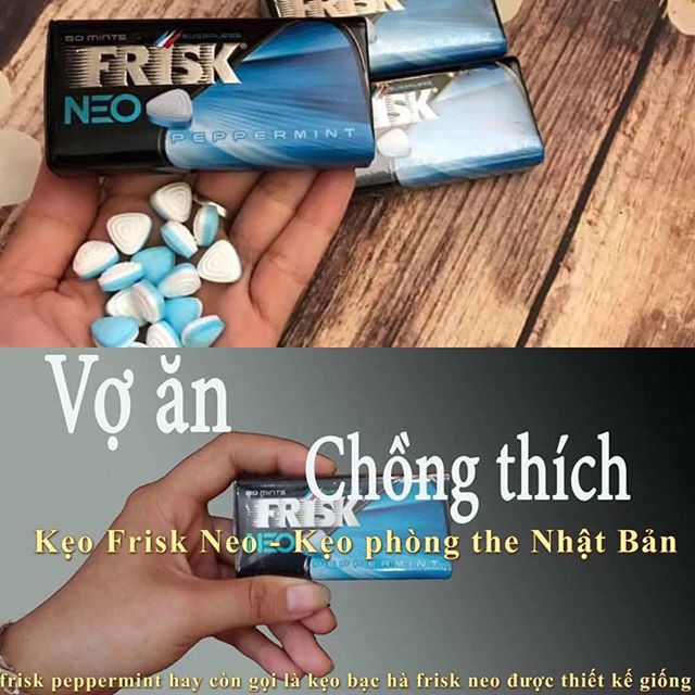 Frisk Neo Peppermint kẹo ngậm bạc hà Nhật Bản 50 viên phòng the
