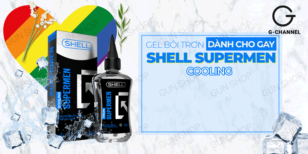 Gel bôi trơn hậu môn mát lạnh Shell Supermen Cooling 90ml hỗ trợ quan hệ an toàn dễ chịu