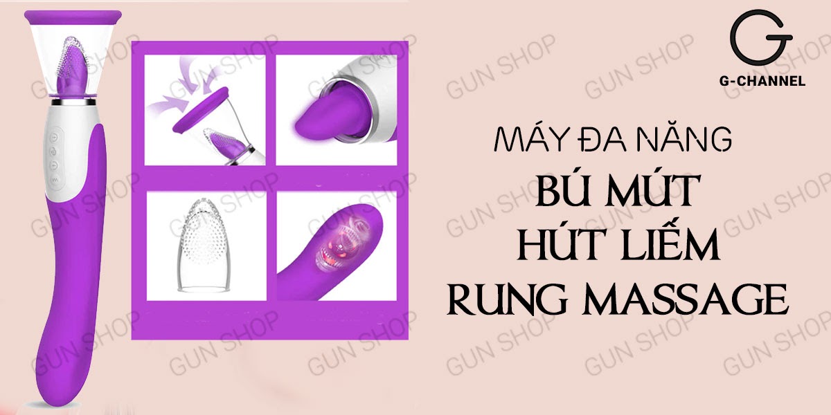  Cửa hàng bán Máy rung massage kích thích âm đạo 2 đầu rung có lưỡi giả hút liếm 17 chế độ - Wistone chính hãng