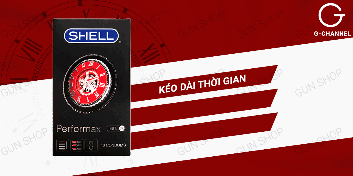 Bao cao su Shell Performax 6 in 1 Hộp 10 cái Kéo dài siêu mỏng