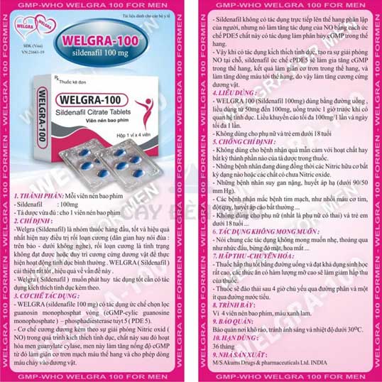  So sánh Viên uống cương dương ấn độ Welgra 100mg tăng cường sinh lý nam giới tốt nhất hàng xách tay
