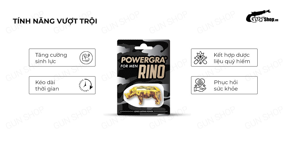  Đánh giá Viên uống phục hồi sinh lý kéo dài thời gian Powergra For Men Rino - Vỉ 1 viên giá rẻ