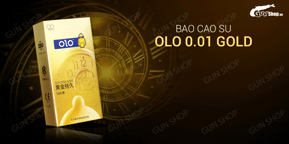  Cửa hàng bán Bao cao su OLO 0.01 Gold - Siêu mỏng kéo dài thời gian - Hộp 10 cái hàng mới về