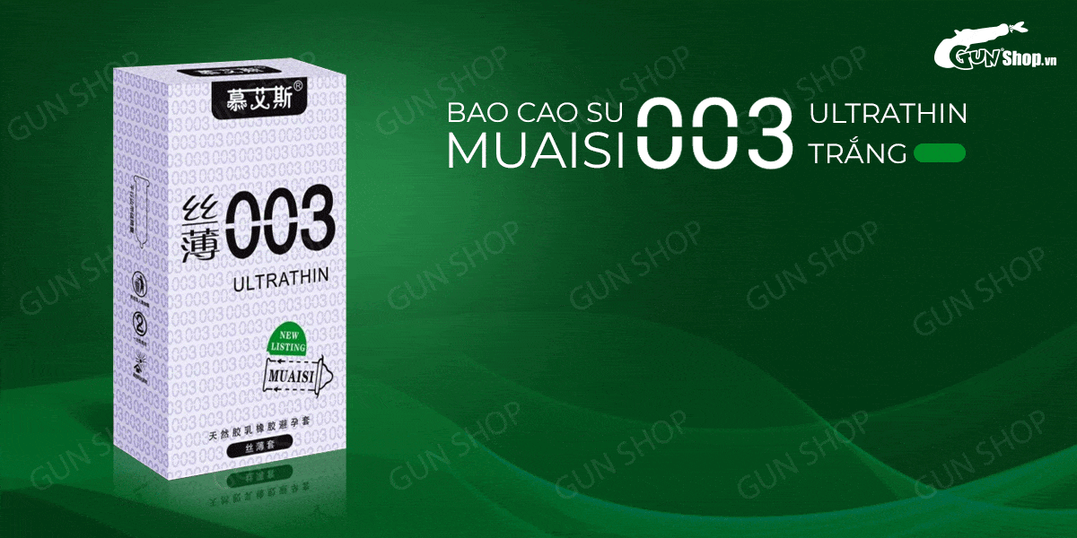  Cửa hàng bán Bao cao su Muaisi 0.03 Ultrathin Trắng - Siêu mỏng siêu mềm - Hộp 12 cái tốt nhất