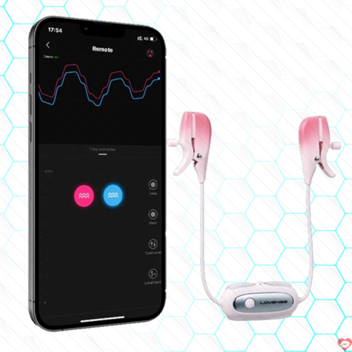 Máy Rung Kẹp Đầu Ti Lovense Gemini Điều Khiển App Từ Xa 