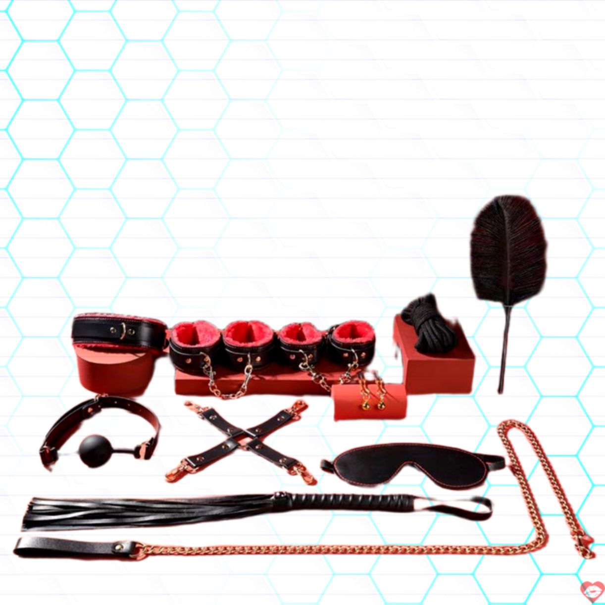 Bộ đồ BDSM Mizzzee BIN002 10 món đen đỏ hấp dẫn kích thích 