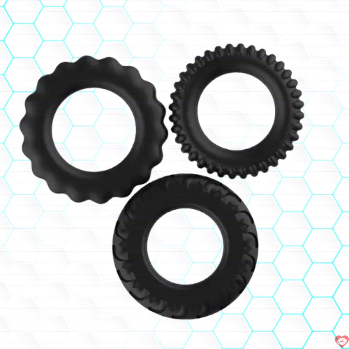 3 vòng đeo cu silicone BAILE DC60U gân răng cưa tăng khoái cảm nam 