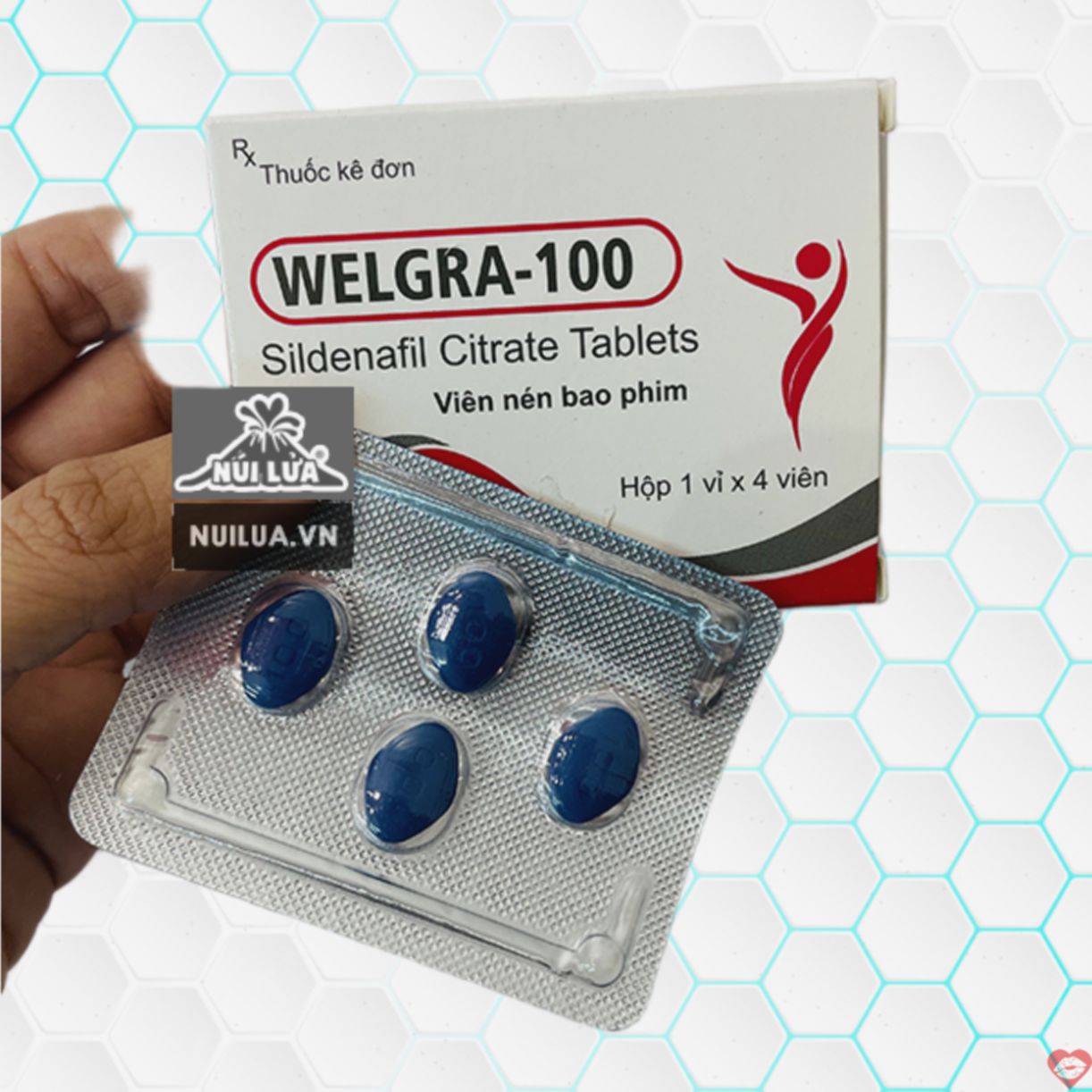 Welgra 100mg 4 viên Thuốc cường dương tăng cường bản lĩnh mạnh mẽ 