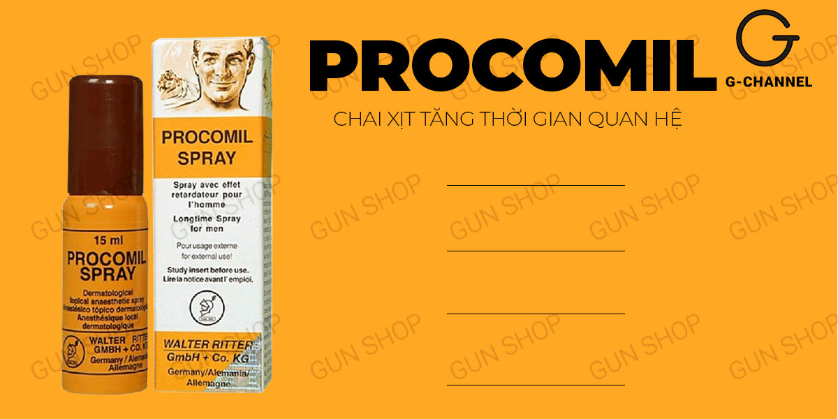  Phân phối Chai xịt Đức Procomil - Kéo dài thời gian - Chai 15ml giá sỉ