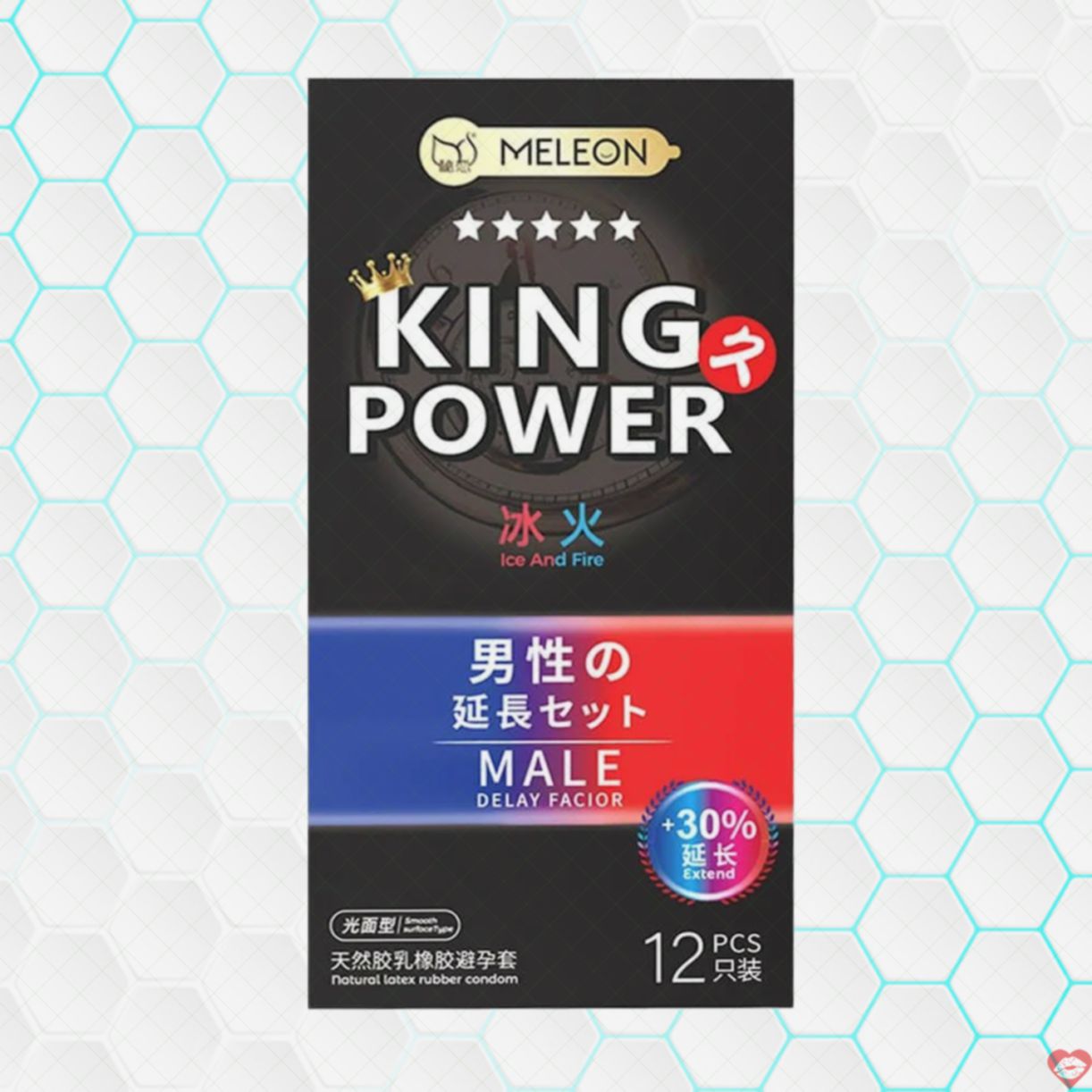 Bao cao su Meleon King Power Ice And Fire kéo dài 30% cảm giác lửa băng hộp 12 