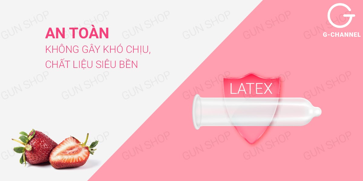 Bao cao su Nakanishi siêu mỏng Hương dâu hộp 4 cái tiện lợi