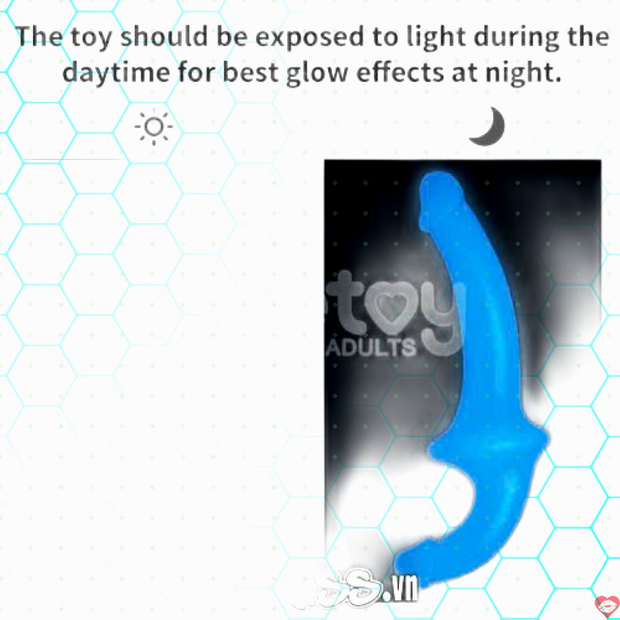 Dương vật giả trong suốt 2 đầu phát quang ban đêm Les Lovetoy 