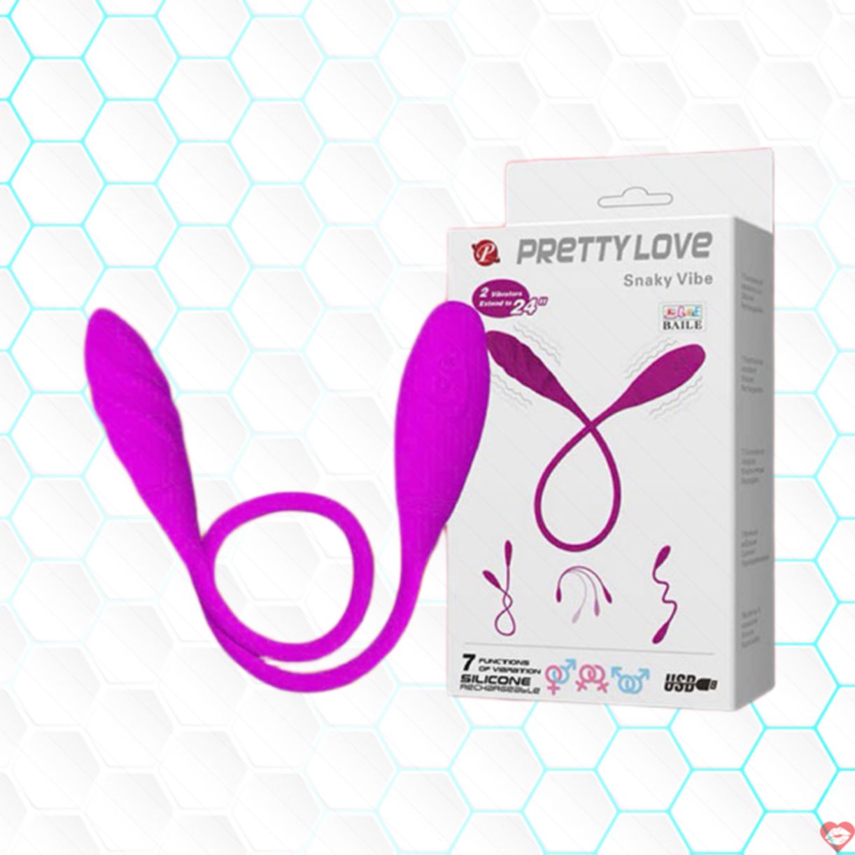 Trứng Rung Pretty Love Snaky Vibe 2 Đầu 7 Chế Độ Sạc Tiện Lợi 