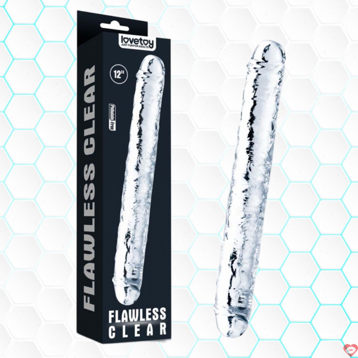 Lovetoys USA dương vật giả trong suốt hai đầu siêu kích thích 