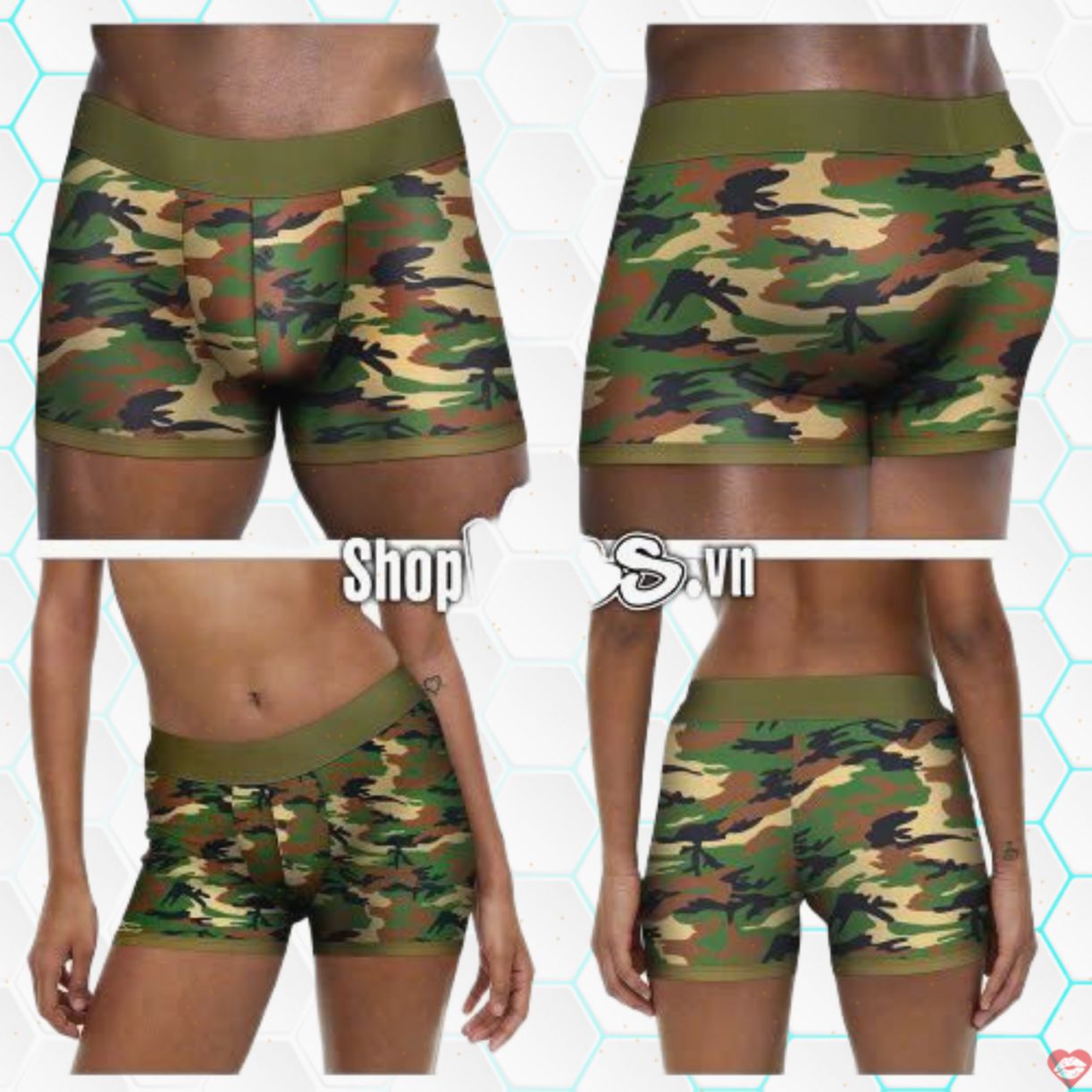 Quần short gắn dương vật Lovetoy Ingen Camo Strapon chất lượng cao 
