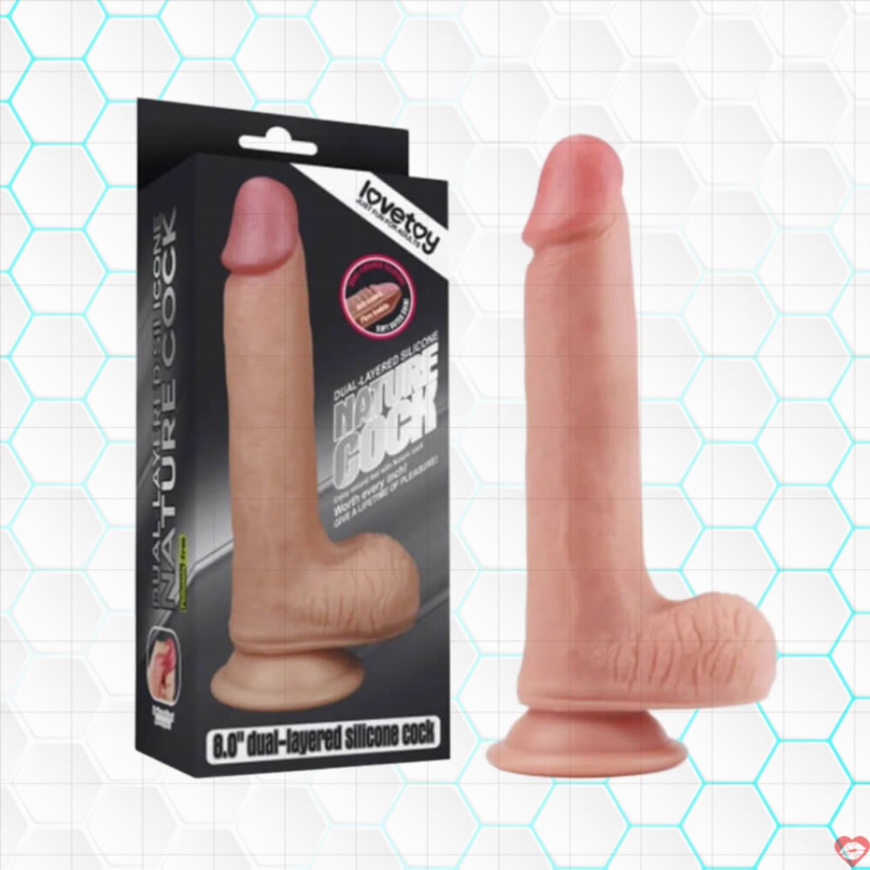 Dương vật giả Lovetoy Natural Cock gắn tường, siêu thực, kích thích 