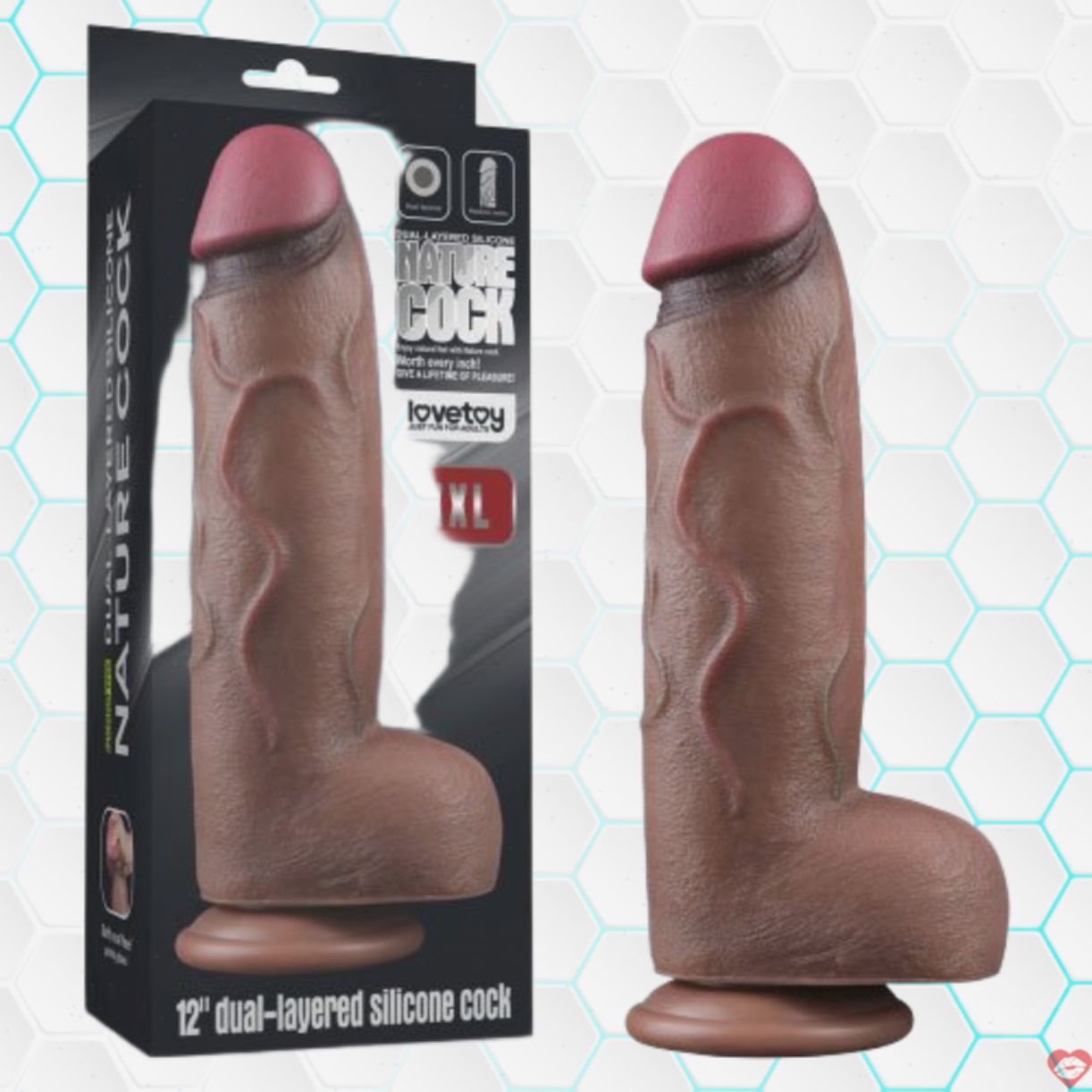 Lovetoy XXL 12in dương vật giả silicone bạch kim 2 lớp cao cấp 