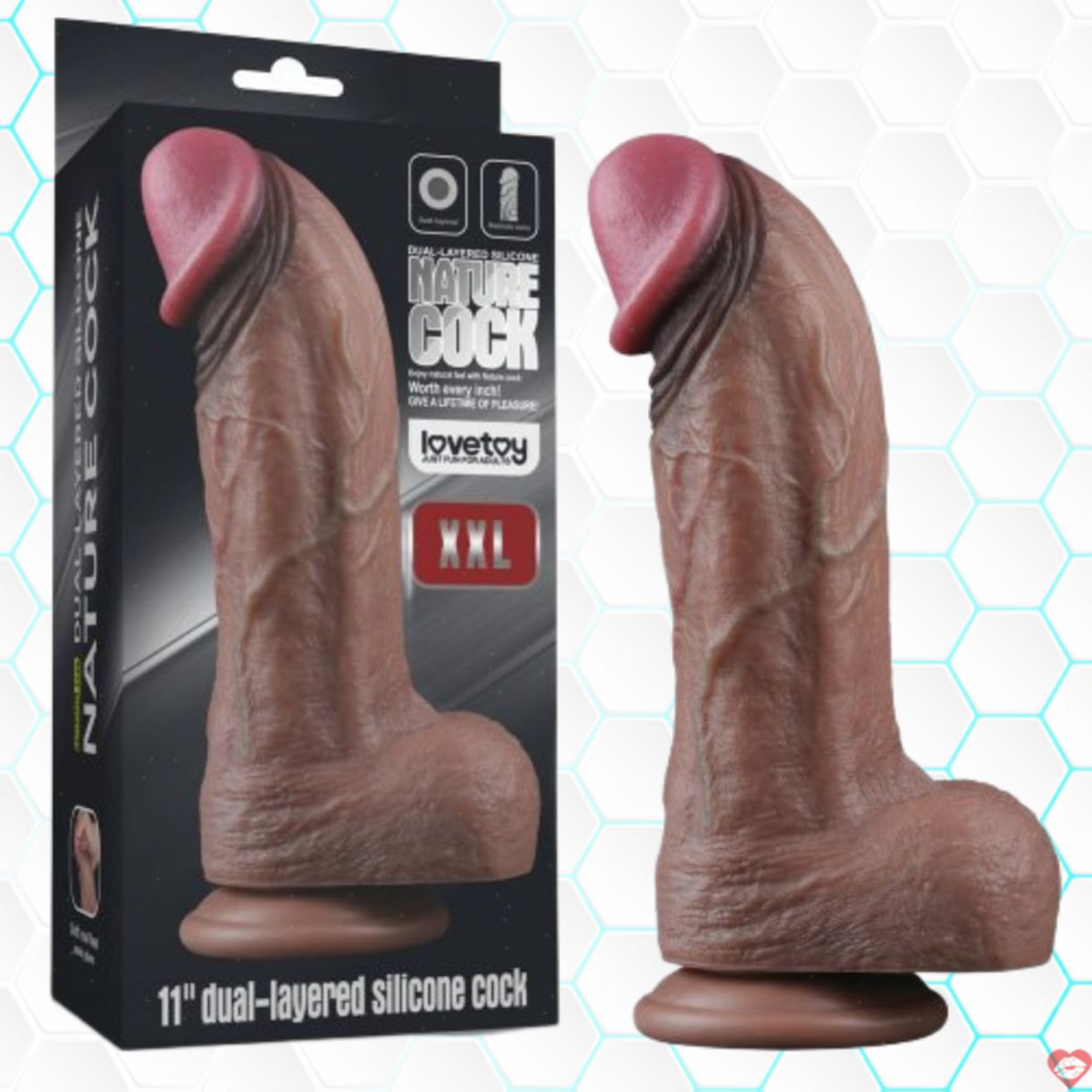 Lovetoy Nature Cock XXL 11in silicone cao cấp bạch kim 2 lớp 