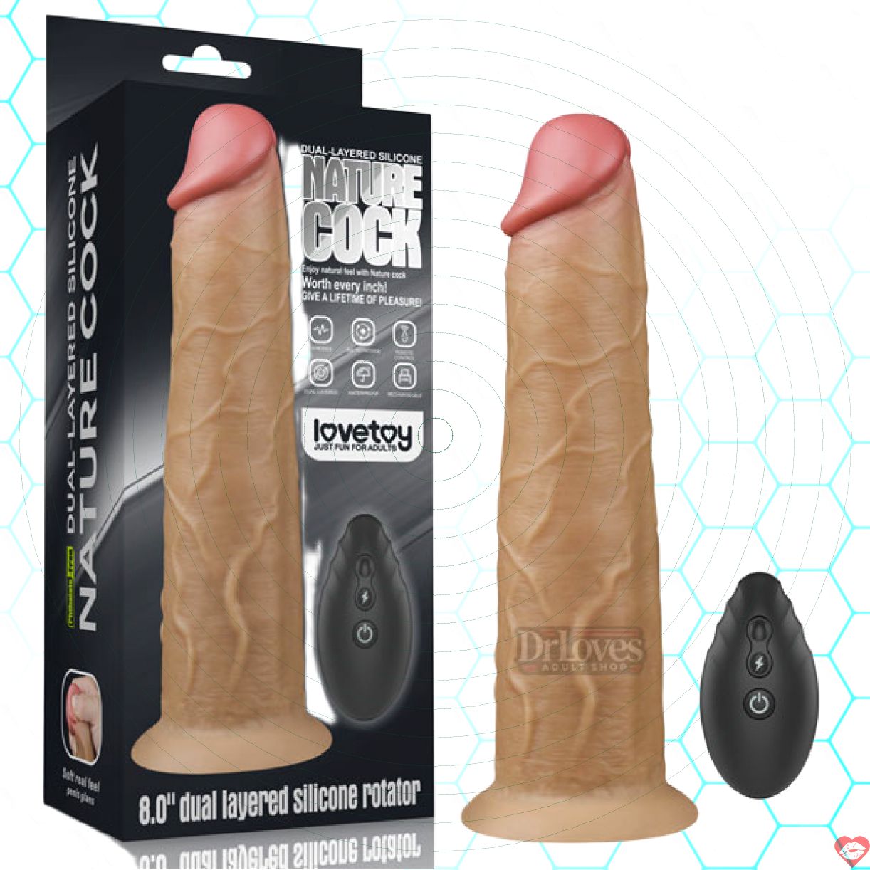 Dương Vật Giả Gắn Tường 8inch Lovetoy Rung Ngoáy Kích Thích 