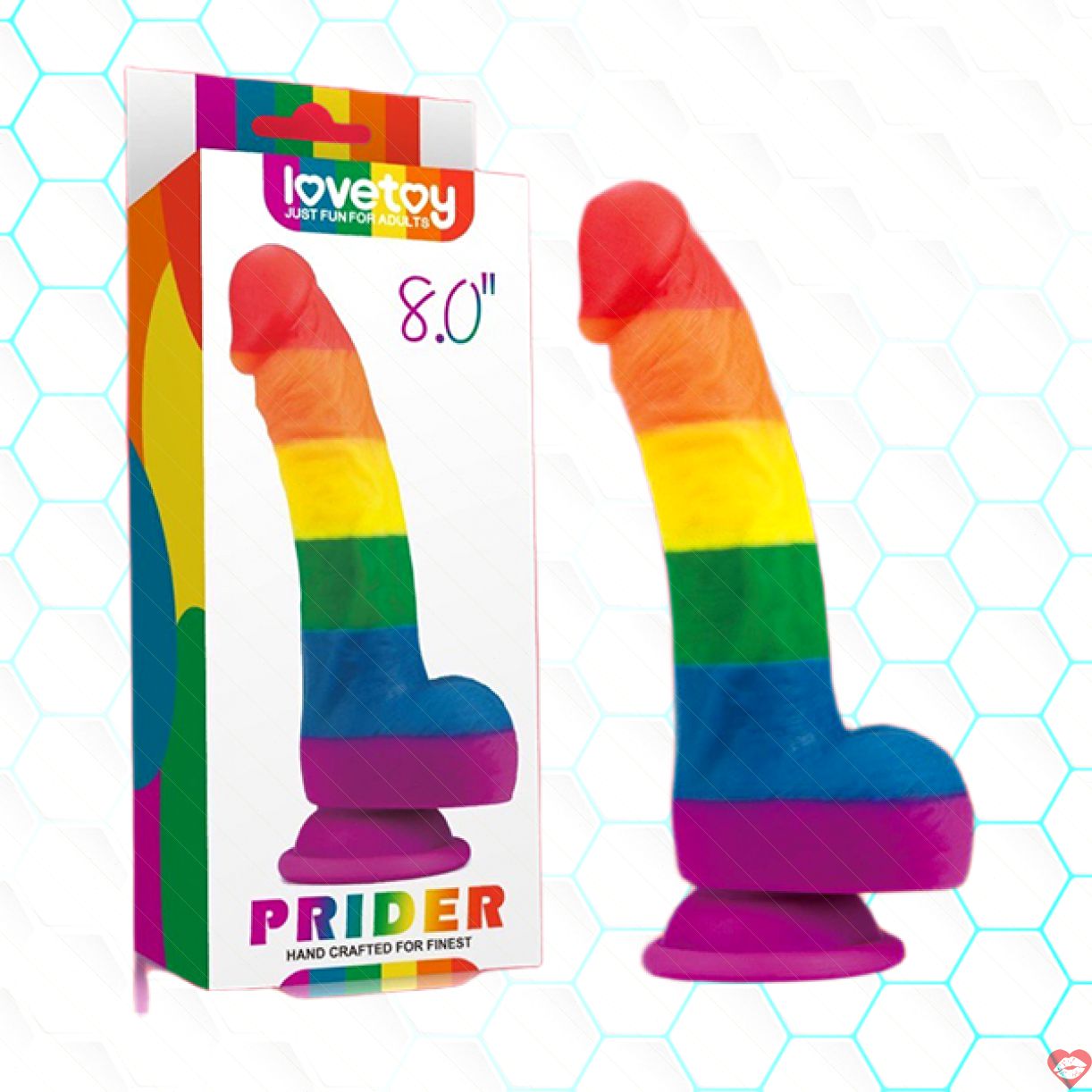 Lovetoy Prider 8 inch đa sắc dương vật gắn tường kích thích 