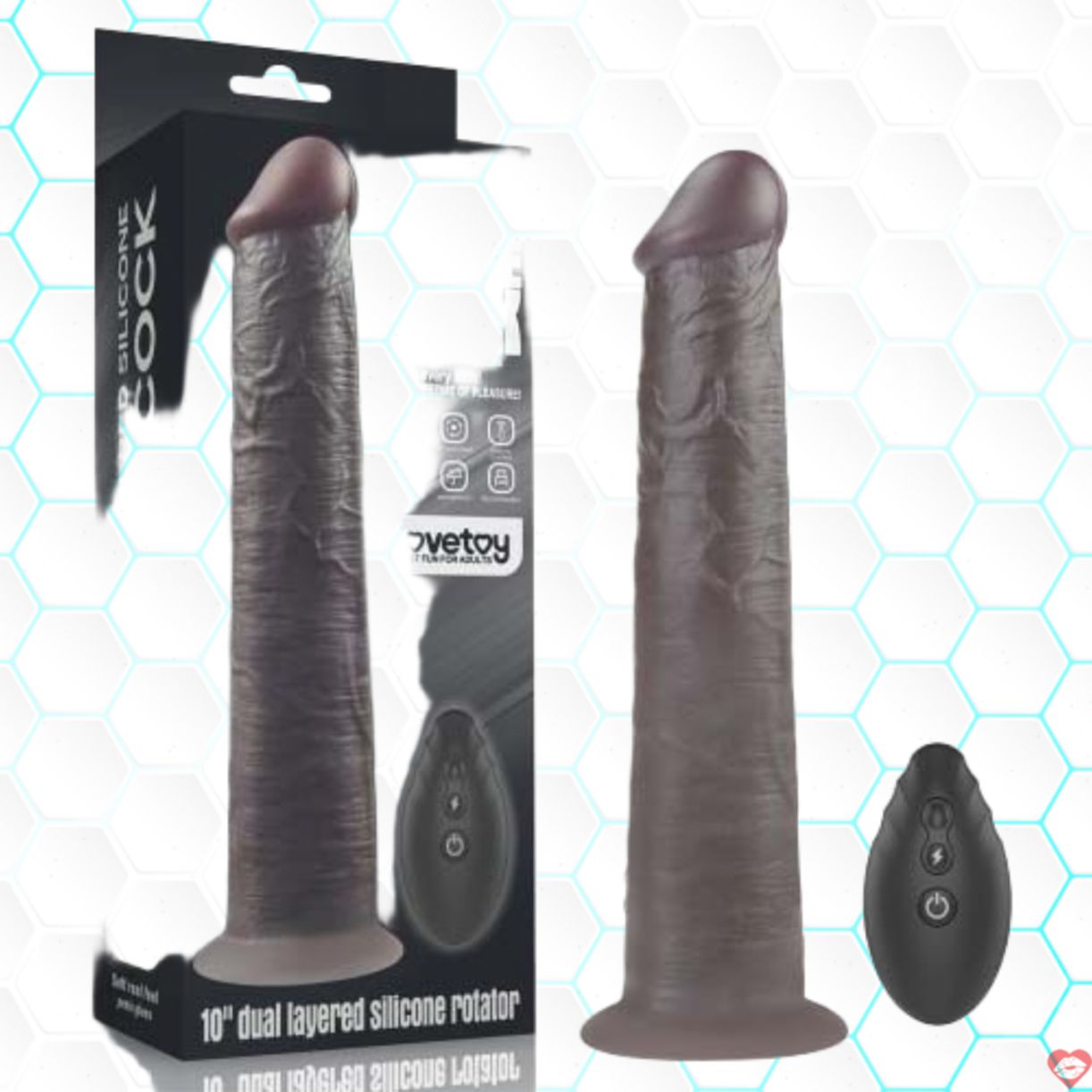 Dương vật giả Lovetoy USA 10 inch silicon kép đen – cực thật 