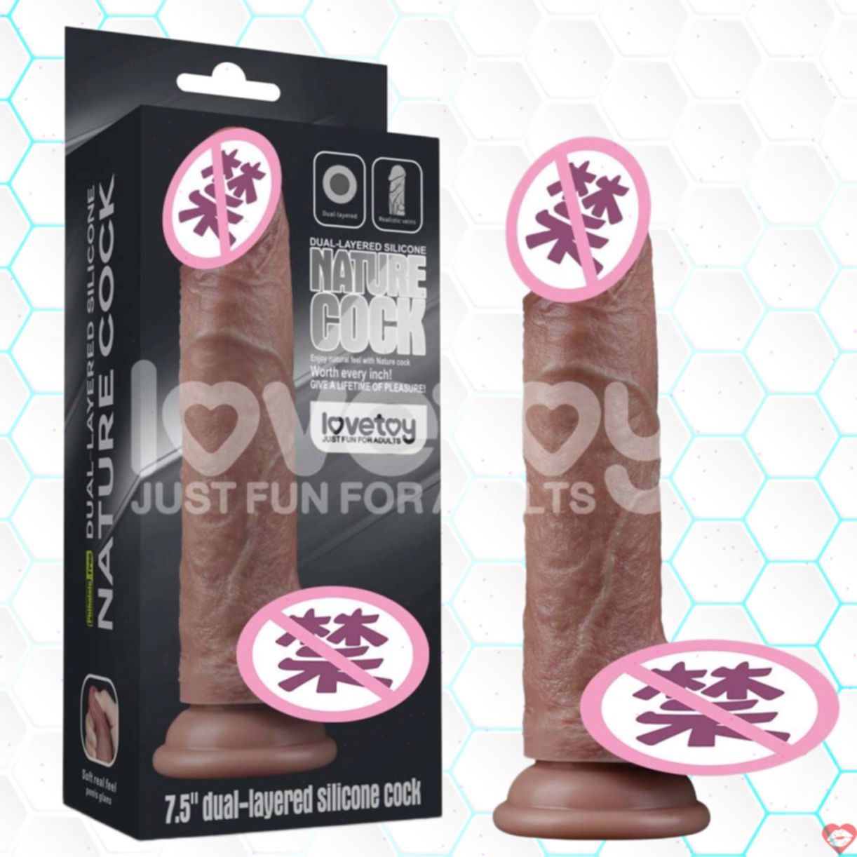 Lovetoy 3D Silicone 2 lớp Nature Dương vật giả tình dục kích thích 