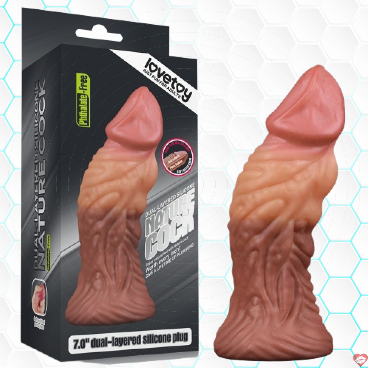 Dương vật silicon mềm mại 7 inch Lovetoy 2 lớp, cực thực 