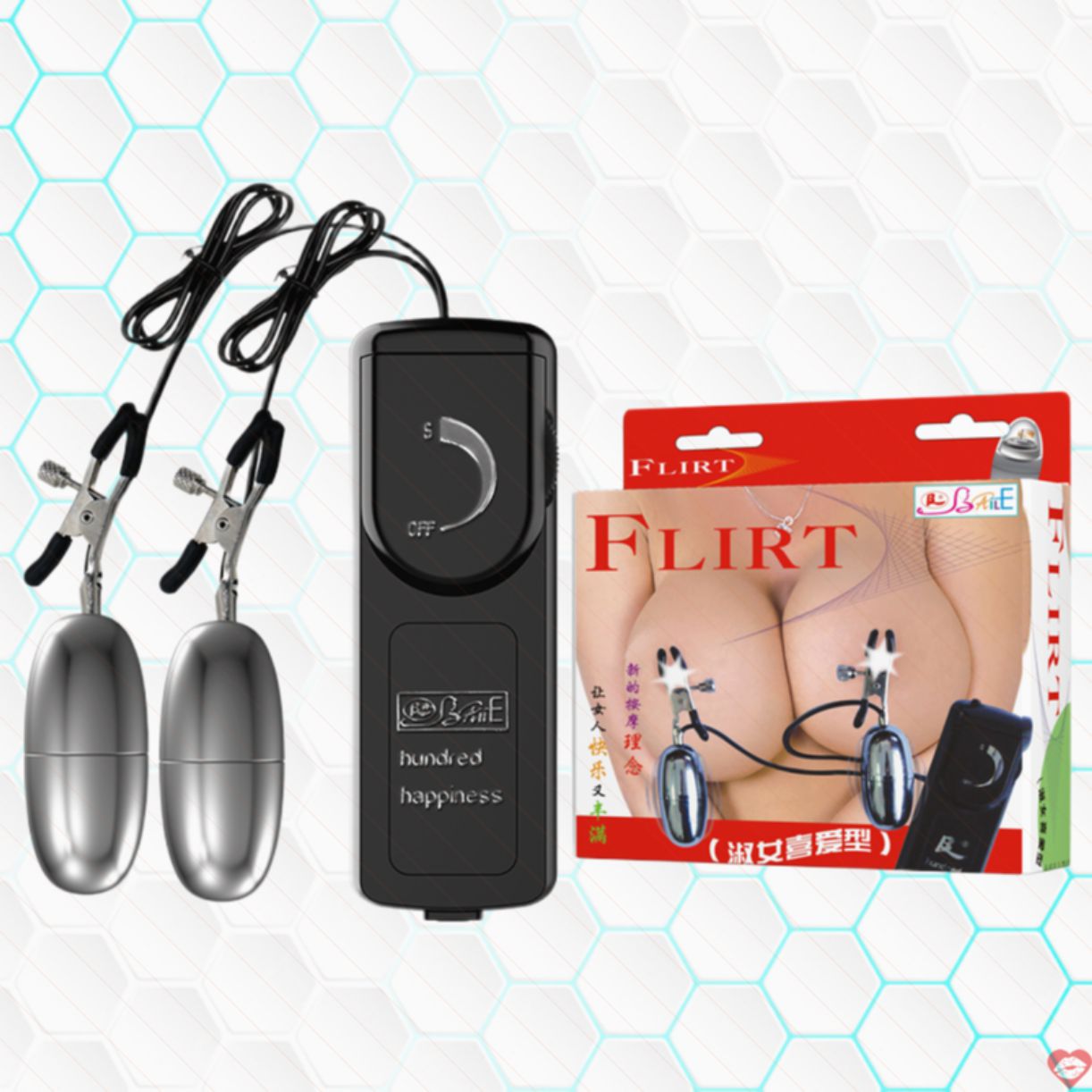 Trứng rung đôi inox Baile Flirt kẹp mát xa ngực kích thích 
