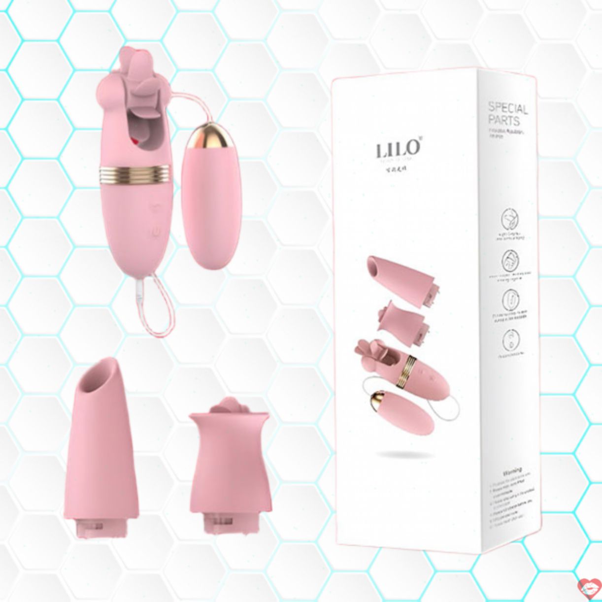Bộ trứng rung LILO đa năng, 3 đầu đổi, 12 chế độ kích thích 