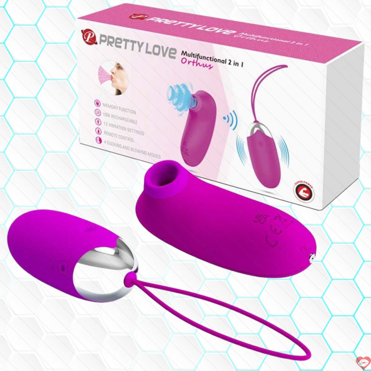 Bộ trứng rung hút Baile Prettylove Orthusy Silicon sạc pin từ xa 