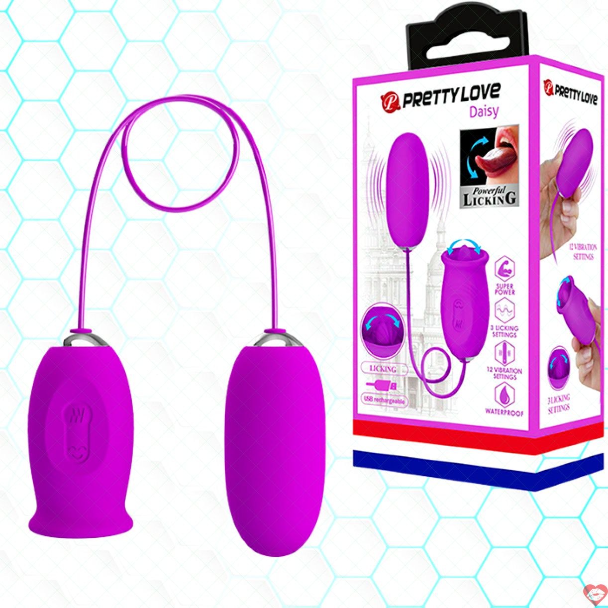 Trứng rung lưỡi liếm 2 đầu PrettyLove Daisy kích thích mạnh EG30E 