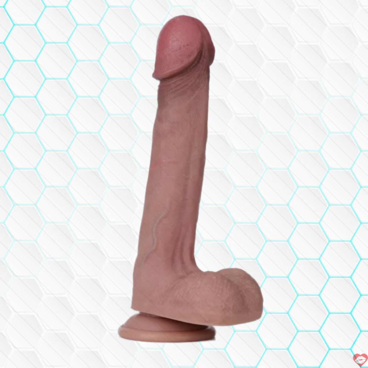 Cu giả Lovetoy 9 inch 2 lớp gân nổi Đế hít mạnh Mở rộng khoái cảm 