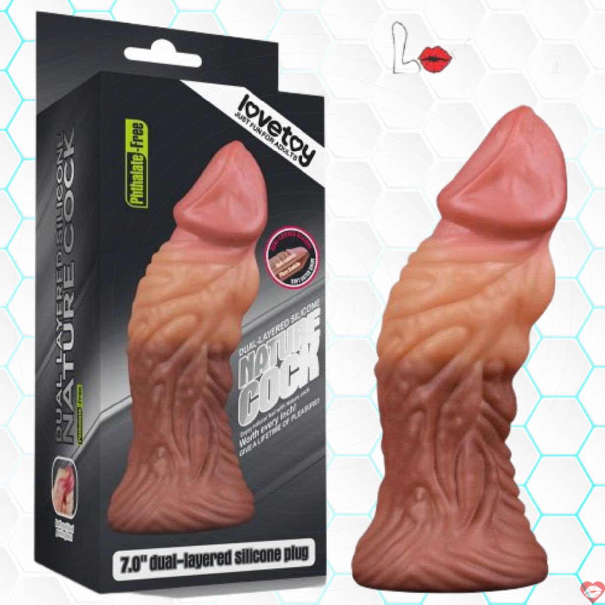 Dương vật giả silicon bạch kim 2 lớp size 7 inch siêu gân Lovetoy 