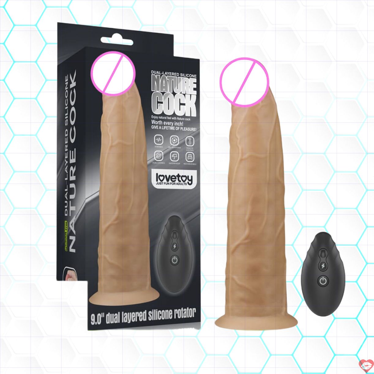 Dương vật giả 9 inch siêu to rung mạnh Lovetoy Nature gắn tường 