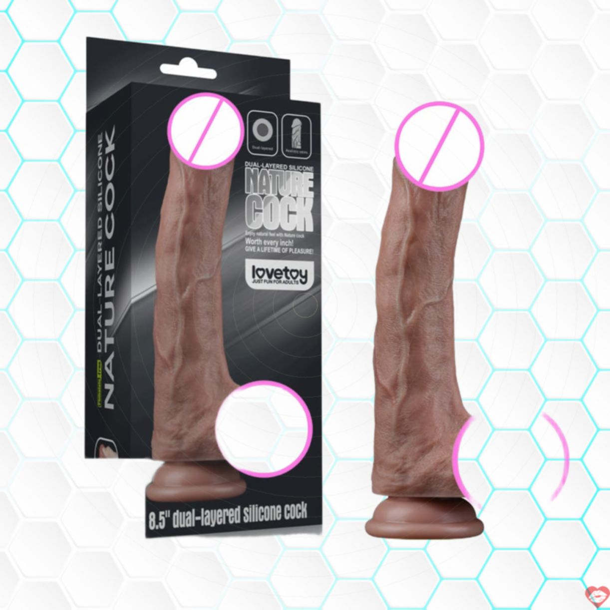 Lovetoy Nature Cock 8.5 inch silicon dày dặn an toàn hít tường 