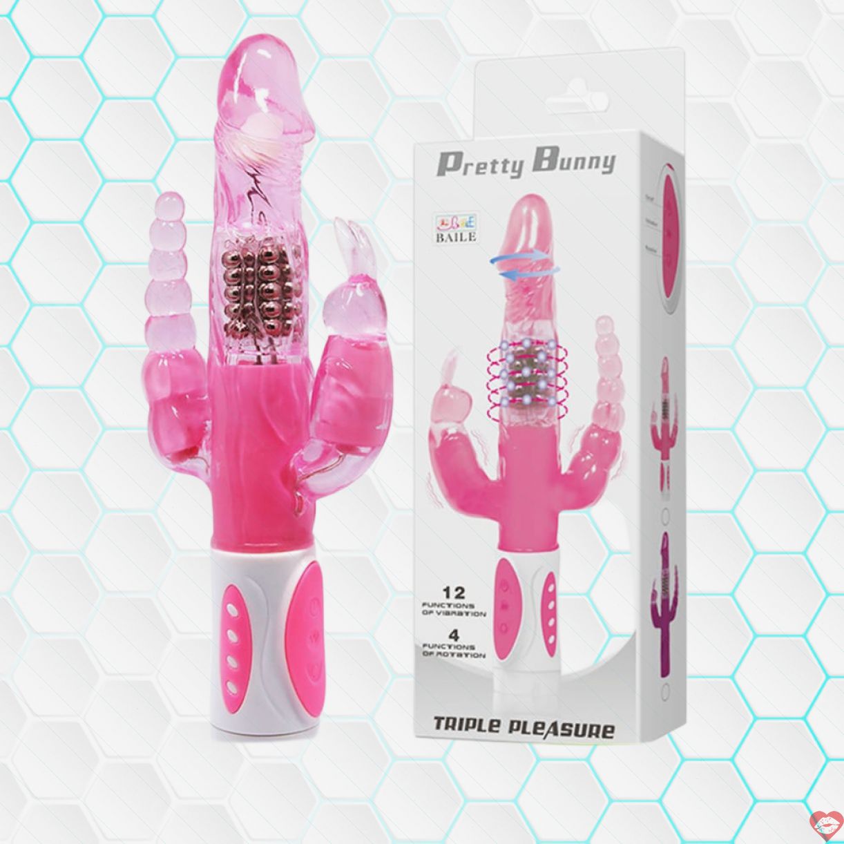 Máy rung 3 nhánh Baile Pretty Bunny kích thích mạnh mẽ 