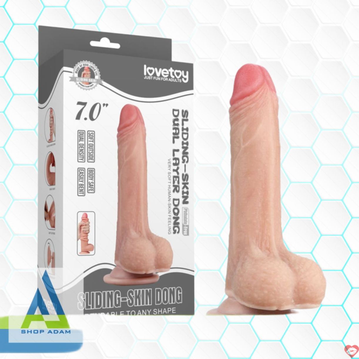 Cu giả gắn tường Lovetoy 7 inch siêu mềm uốn dẻo tăng khoái 