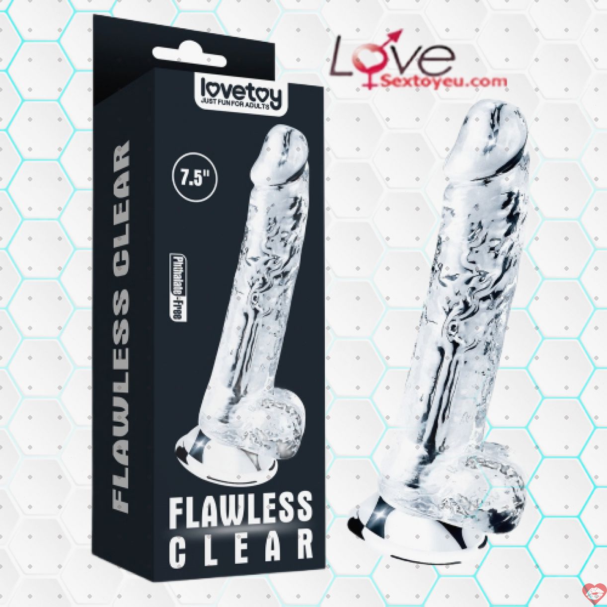 Dương vật giả trong suốt Lovetoy Flawless Clear 7.5 chất lượng cao 