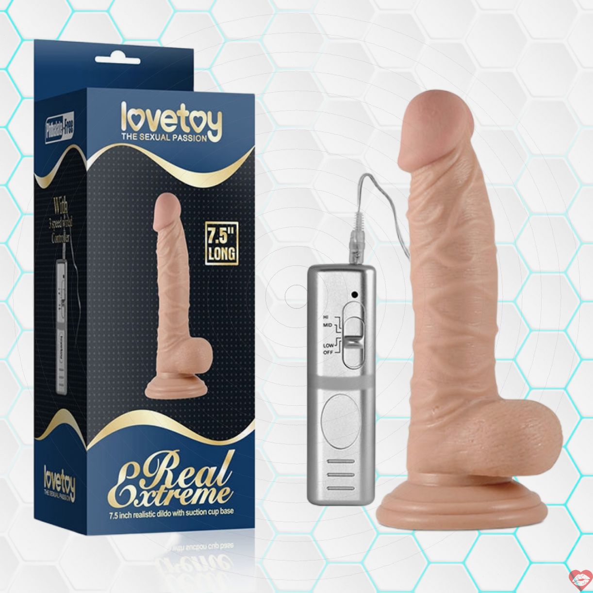 Dương vật silicon rung gân nổi Lovetoy Real Extreme 7.5 kích thích mạnh 